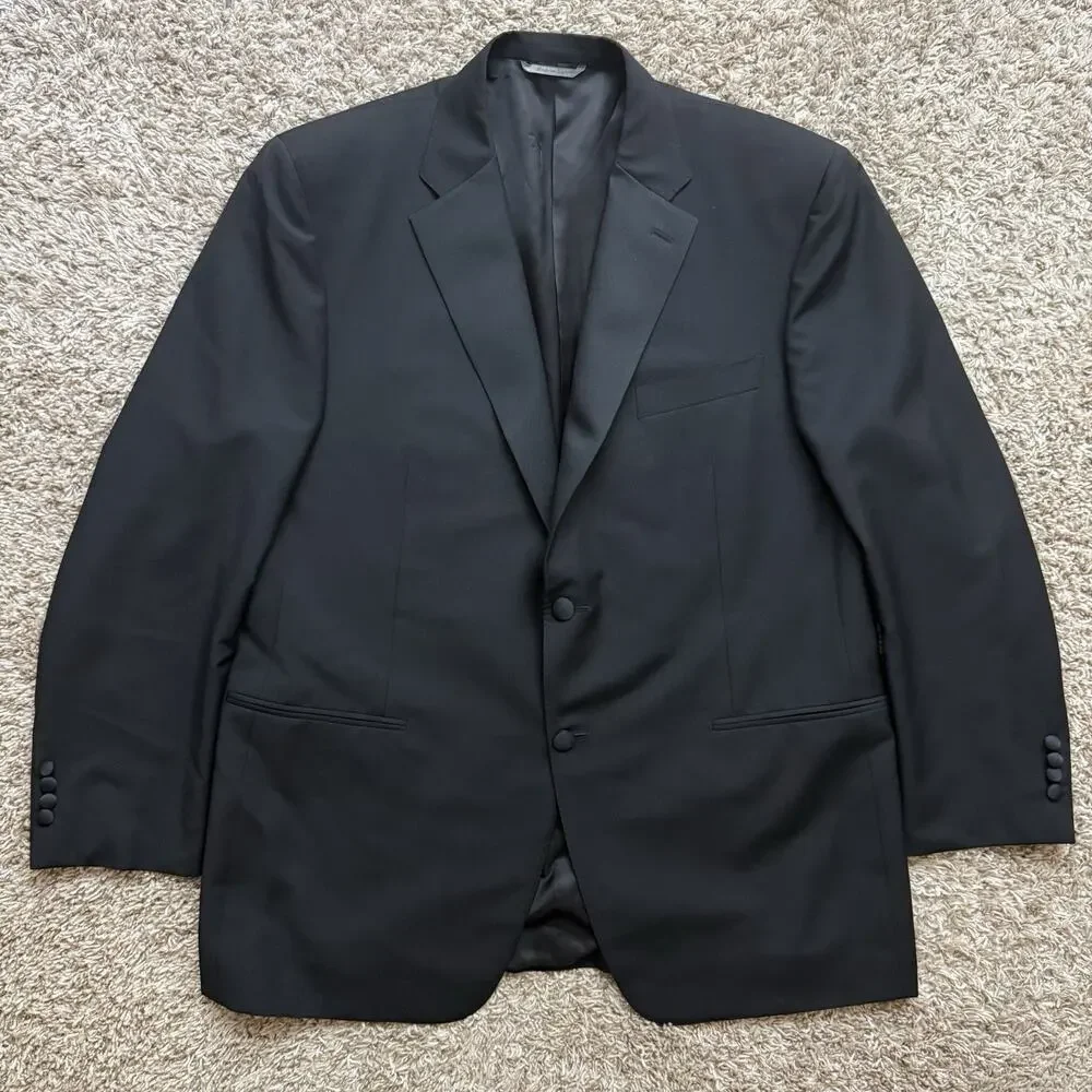Canali Made In Italy Wool Mohair Travel Suit Black Men’s Size 48L Pants 42x33